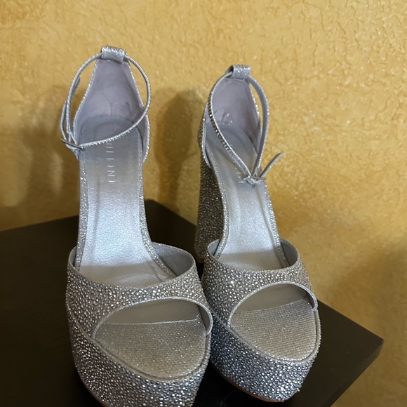 Billini Silver Rhinestone Platform Heels - Picture 2 of 7